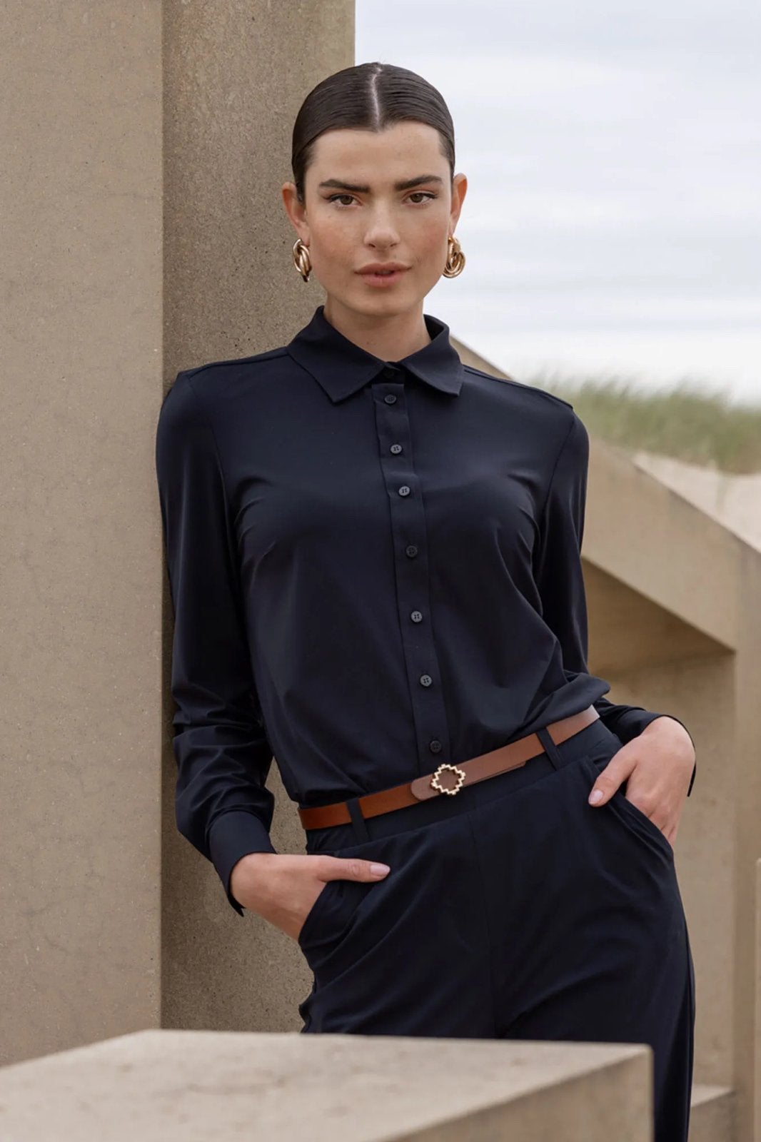 Studio anneloes bobby blouse XL donkerblauw travelstof, Blauw, Maat 46/48 (XL) of groter, Ophalen of Verzenden, Zo goed als nieuw