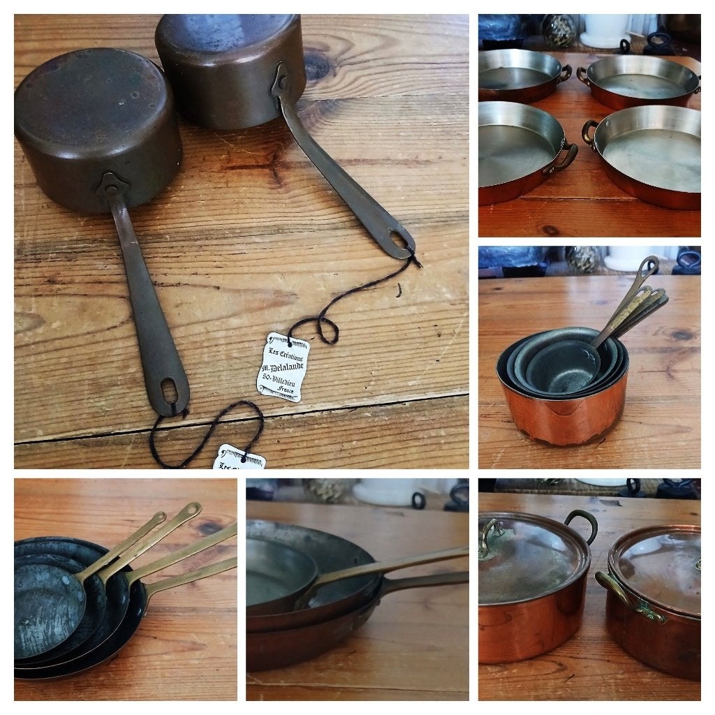 Diversen sets koperen pannen kookpan steelpan koekenpan, Ophalen of Verzenden, Koper