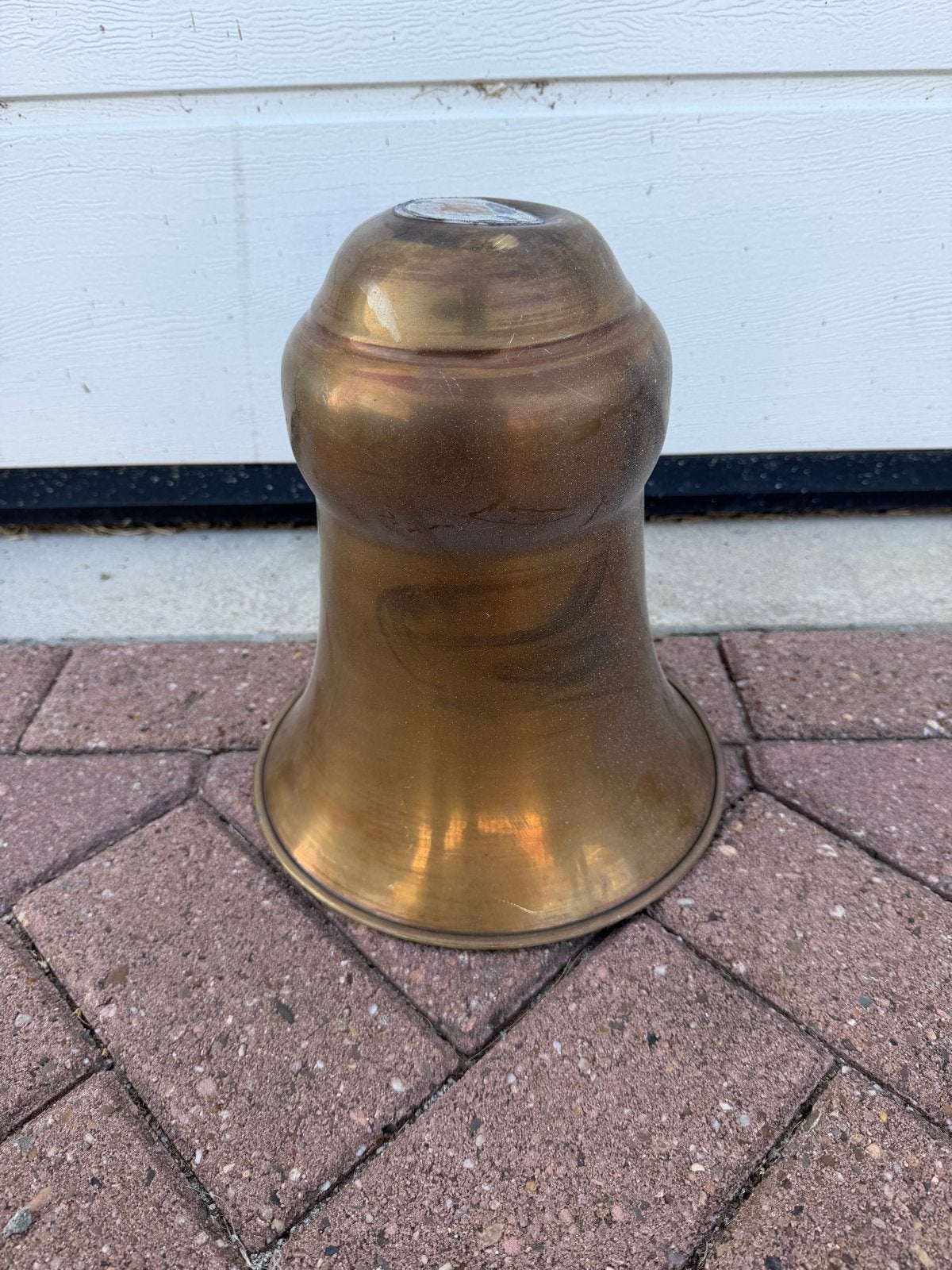 Antieke bronzen of koperen bel/lampenkap, Ophalen of Verzenden, Brons