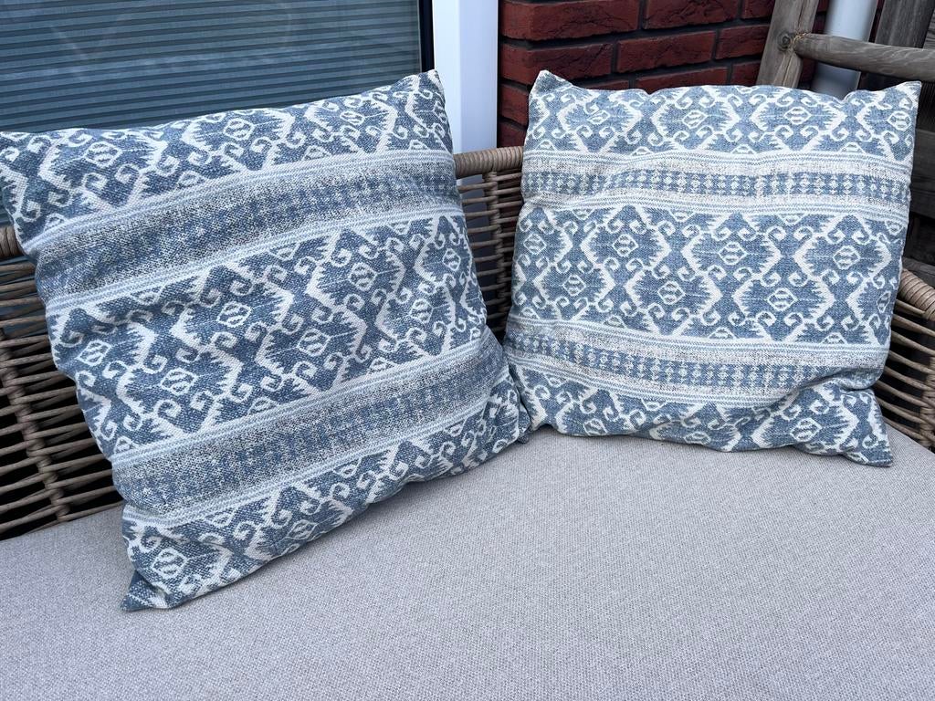 Set van 2 tuin sierkussens 60x60, Huis en Inrichting, Woonaccessoires | Kussens, Ophalen of Verzenden, Gebruikt, Blauw, Vierkant