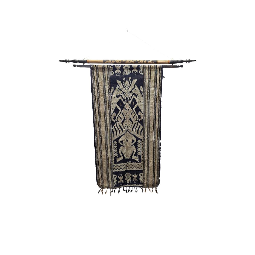 Vintage Indonesische Sumba Ikat wandkleed, jaren 60/70, Antiek en Kunst, Ophalen of Verzenden