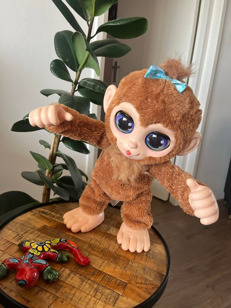 Fur Real Peanut aap met geluid, 42 cm, Kinderen en Baby's, Speelgoed | Knuffels en Pluche, Ophalen, Gebruikt, Overige merken, Met geluid