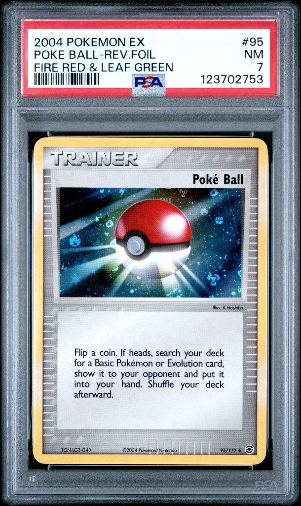 Pokemon Poke Ball EX Fire Red & Leaf Green Reverse PSA 7, Ophalen of Verzenden, Zo goed als nieuw, Losse kaart, Foil