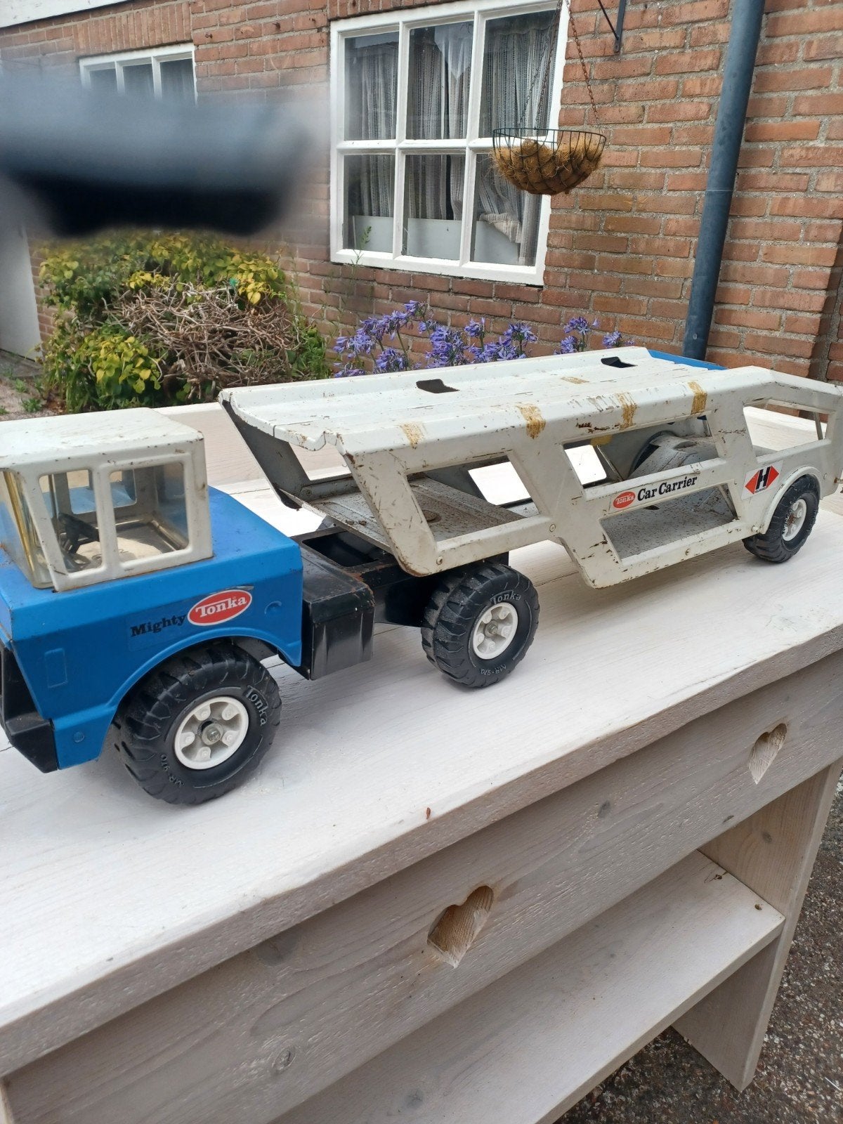 Vintage Tonka Mighty Car Carrier Vrachtwagen, Kinderen en Baby's, Speelgoed | Speelgoedvoertuigen, Ophalen of Verzenden, Gebruikt