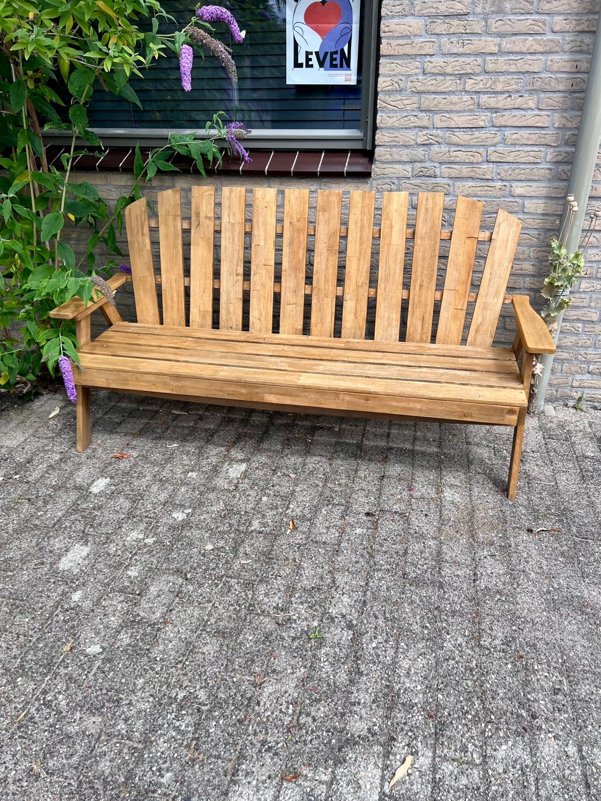 Acacia tuinbank 180 cm met nieuw kussen., Ophalen, Zo goed als nieuw, Hout