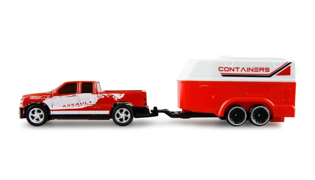 Amewi RC Pick-Up Die Cast with Horse Trailer 1/64 RTR red, Ophalen of Verzenden, Nieuw, Overige schalen, Auto offroad