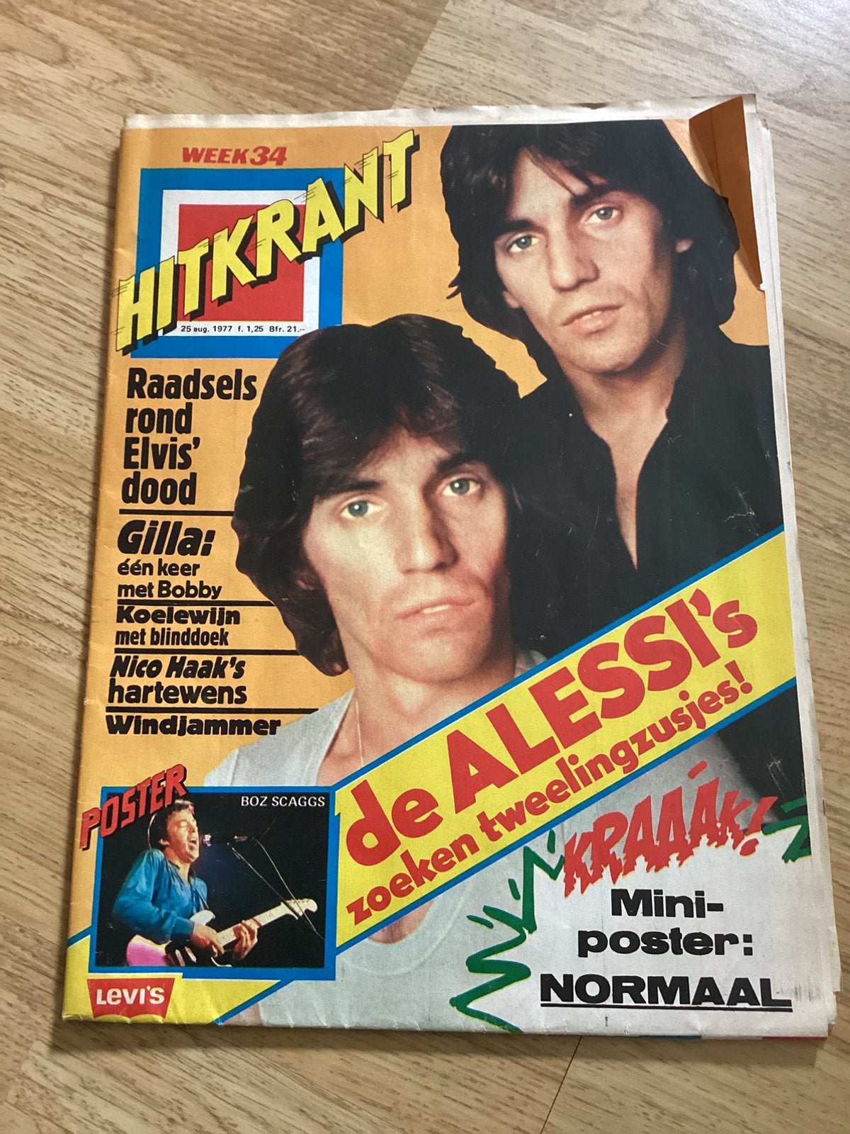 Vintage Hitkrant nummer 34 uit 1977, Verzamelen, Tijdschriften, Kranten en Knipsels, Verzenden, 1960 tot 1980, Nederland, Tijdschrift