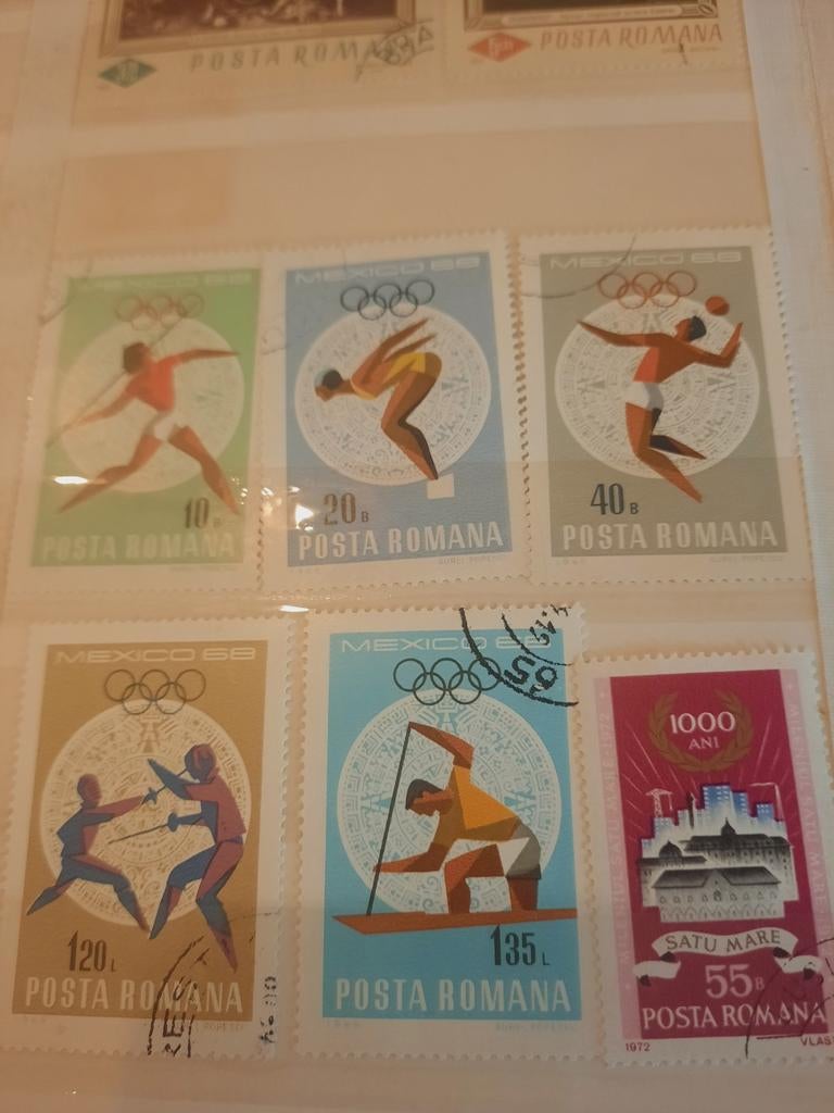 Olympische Spelen Mexico 1968 Postzegels Roemenië, Ophalen of Verzenden, Gestempeld, Sport