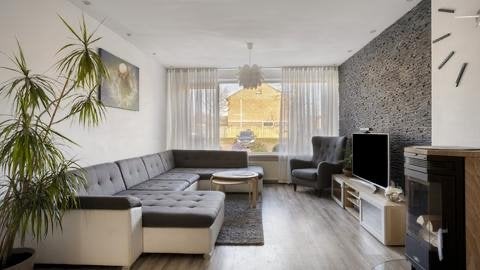 Grote grijze hoekbank met chaise longue, Ophalen, Gebruikt, Hoekbank, 300 cm of meer