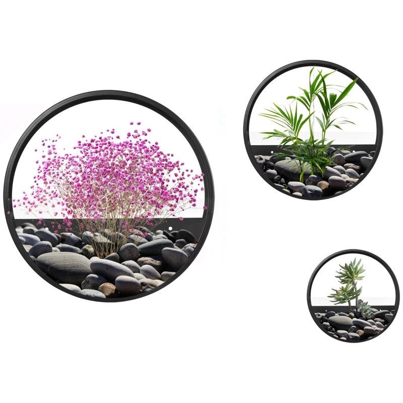 3-delige Set Ronde Wandplantenbakken - Zwart Metaal NIEUW, Rond, Nieuw, Ophalen of Verzenden, Binnen