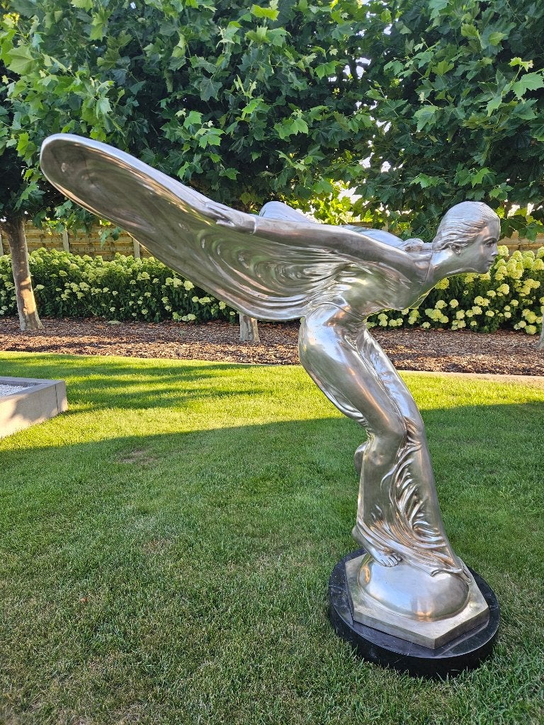 GROOT BRONS SPIRIT OF ECSTASY ROLLS-ROYCE 1,27 M HOOG TOPST, Zilver, Overige onderwerpen, Handgemaakt, Ophalen of Verzenden