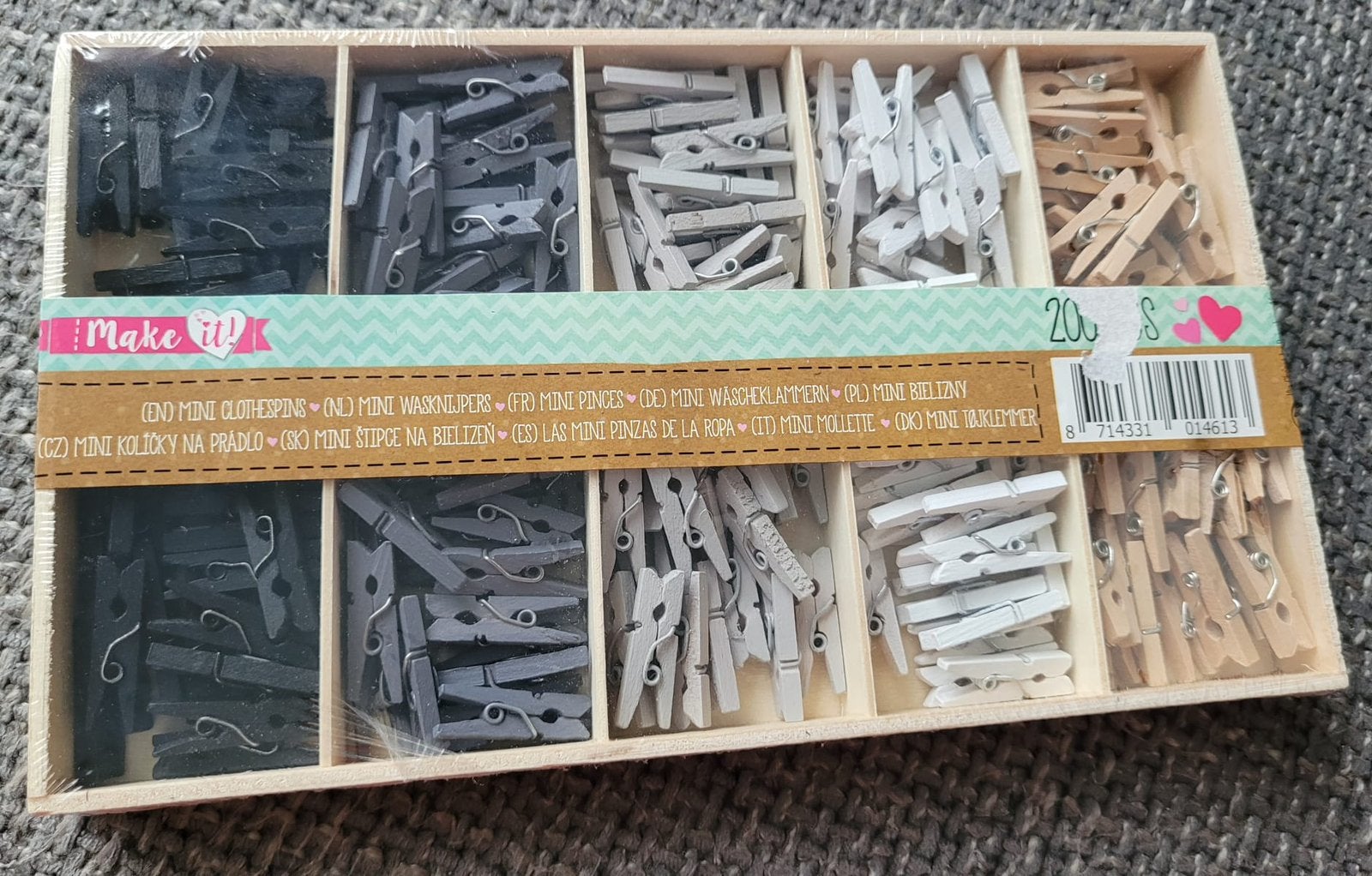 Mini wasknijpers 200 stuks mini clothespins mini pinces, Ophalen of Verzenden, Zo goed als nieuw