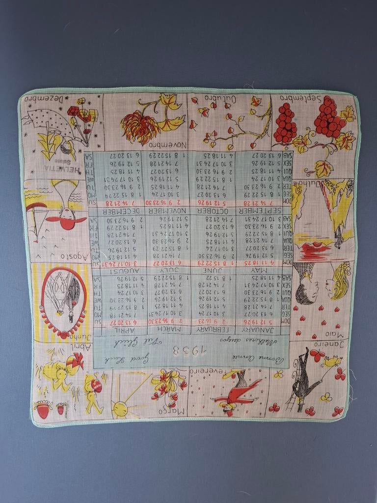 Vintage zakdoekje uit 1958, Ophalen of Verzenden, Gebruikt, Overige typen