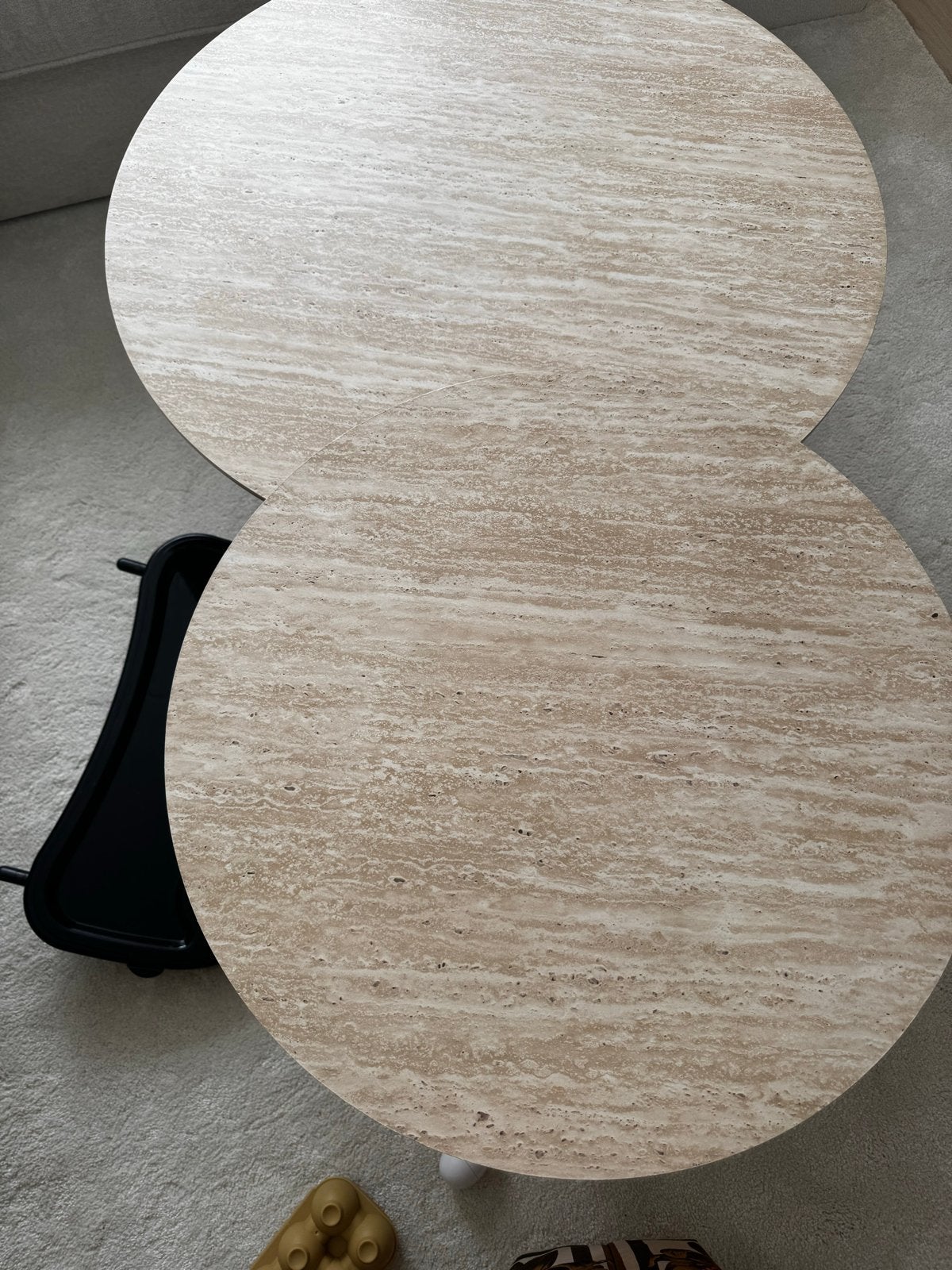 Travertin eettafel (120 cm) en salontafels (80/60 cm), Huis en Inrichting, Tafels | Eettafels, Ophalen, Overige materialen, 100 tot 150 cm
