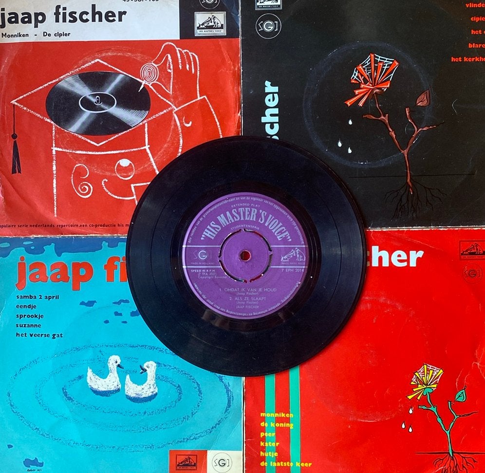 5 Singles van Jaap Fischer, Gebruikt, 7 inch, Levenslied of Smartlap, Fotohoes