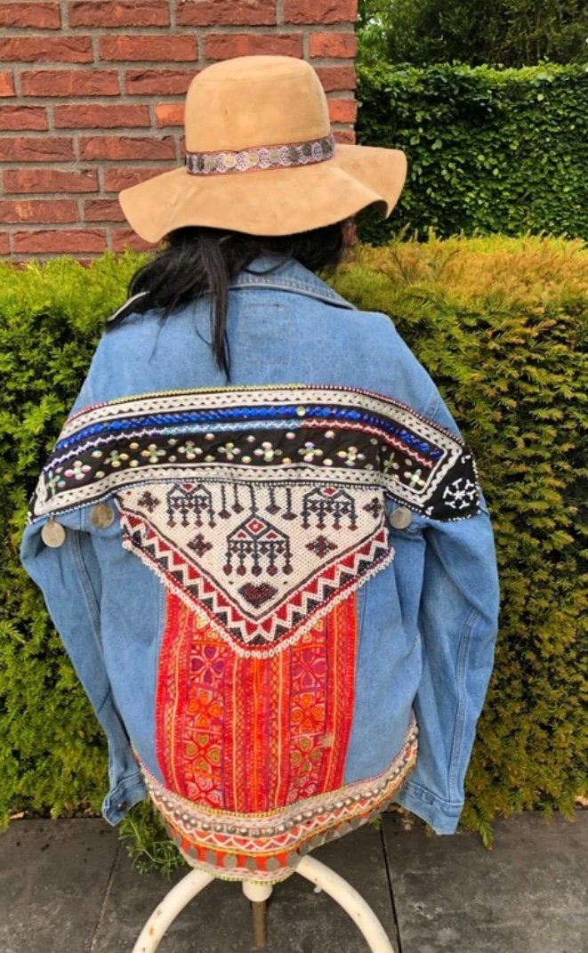 Nieuwe uprecyled bohemian jeans jacket Ibiza festivals jas, Ophalen of Verzenden, Nieuw, Maat 42/44 (L), Blauw
