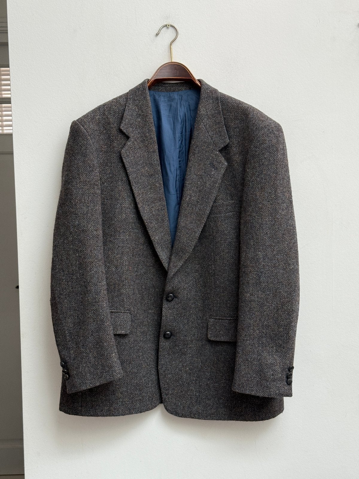 Harris Tweed colbert grijs wol vintage, Schotse wol maat 54, Ophalen of Verzenden, Zo goed als nieuw, Maat 52/54 (L), Blauw