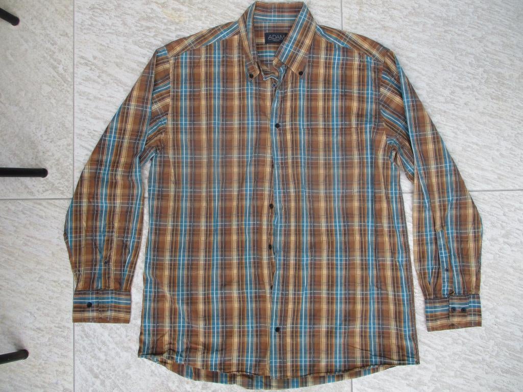 Adam Friday overhemd bruin blauw geruit maat L lange mouwen, Kleding | Heren, Overhemden, Bruin, Adam, Ophalen of Verzenden, Zo goed als nieuw