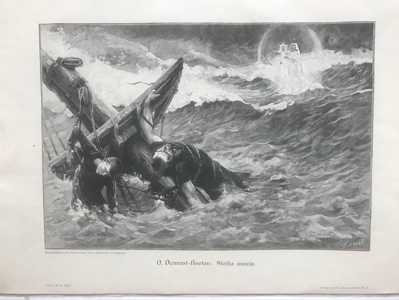 V. Demont-Breton: Stella Maris, or. gravure 1895, 31x21cm., Antiek en Kunst, Kunst | Etsen en Gravures, Origineel, 1800 - 1899