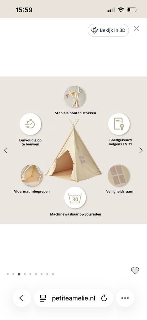 Speeltent Tipi Petit Amelie - Kinderplezier!, Ophalen, Zo goed als nieuw