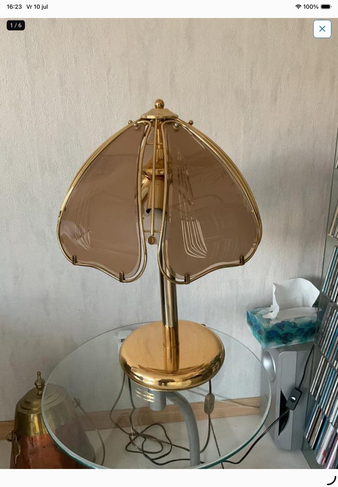 Mooie Vintage Hollywood Regency tafel lamp, Ophalen of Verzenden, Zo goed als nieuw, Glas, Modern