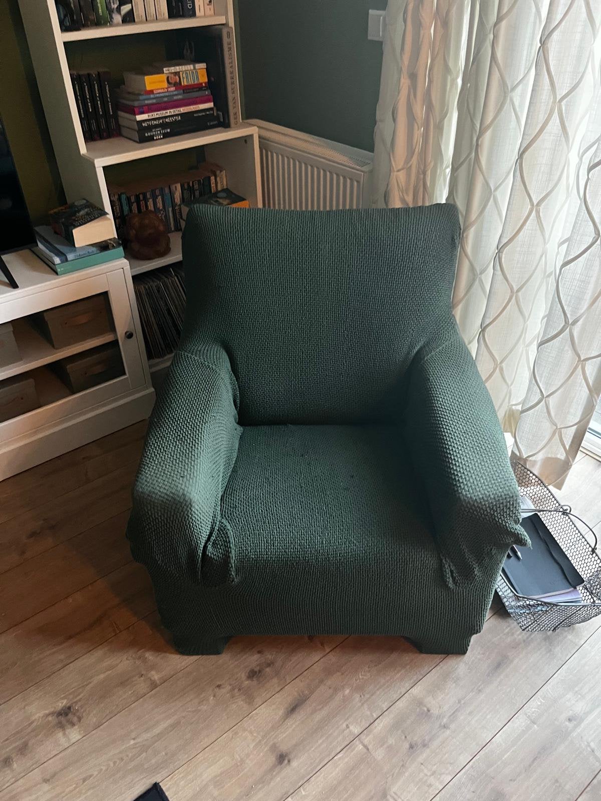 Gratis: heerlijk zittende fauteuil met overtrekhoes, Huis en Inrichting, Ophalen, Gebruikt, Minder dan 75 cm, 75 tot 100 cm