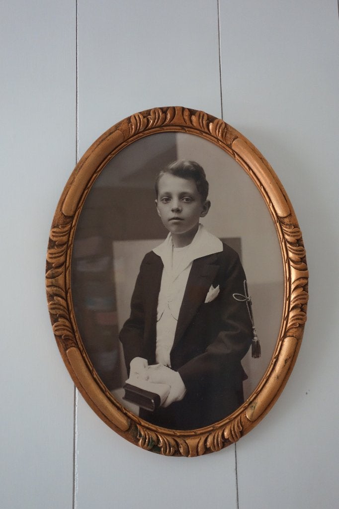 Prachtige antieke jaren 30 Franse ovale houten fotolijst, Ophalen of Verzenden