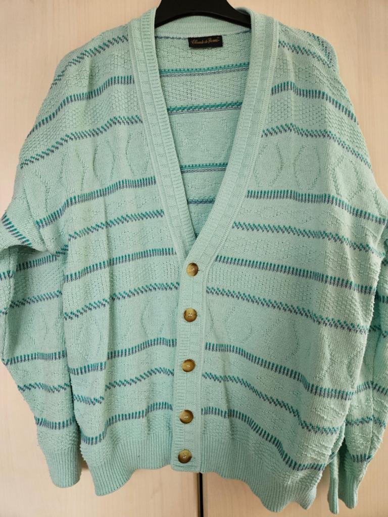 Mintgroen herenvest met strepen en knopen maat L, Kleding | Heren, Truien en Vesten, Maat 52/54 (L), Onbekend, Ophalen of Verzenden
