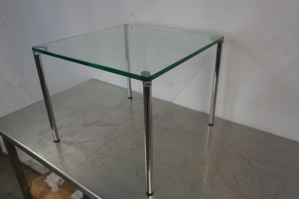 Glazen bijzettafel tafeltje, Ophalen, Minder dan 45 cm, Minder dan 55 cm, Gebruikt