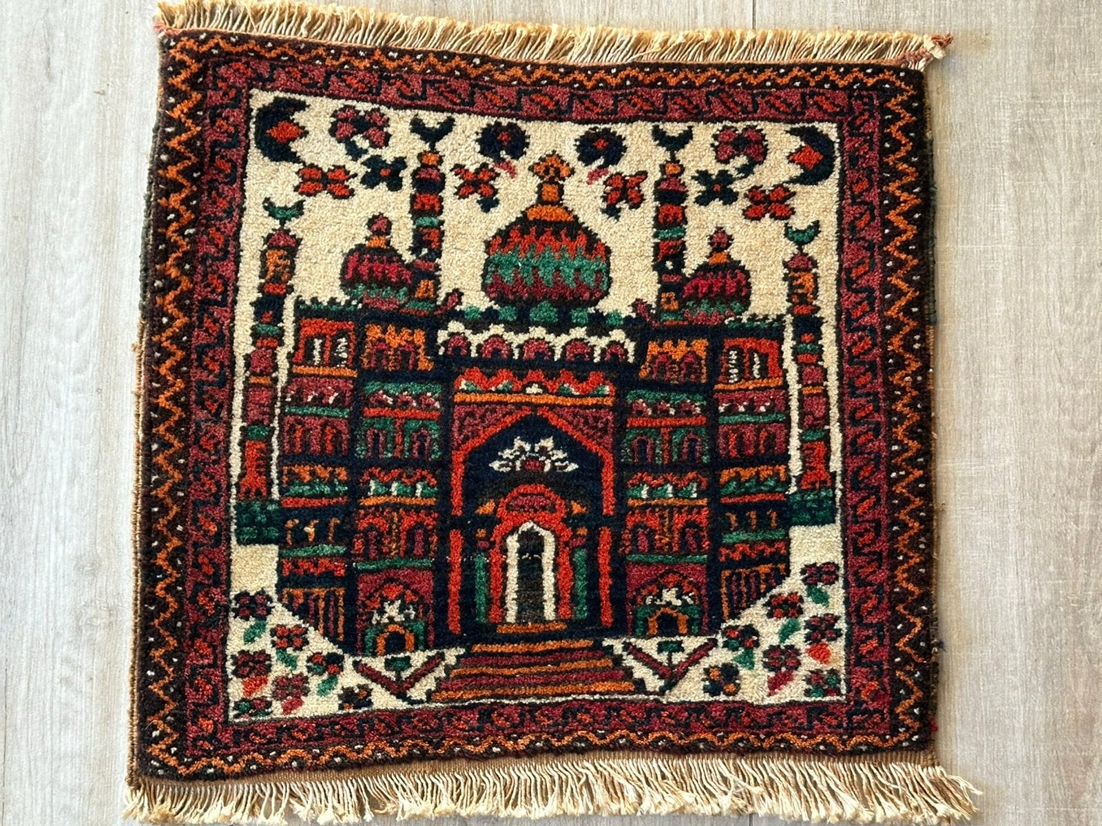Oud wollen kleedje oosters Moskee decor 40/40 cm, Ophalen of Verzenden