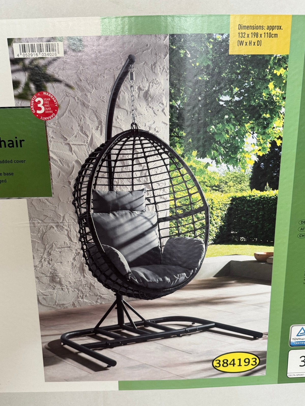 Livarno Home Hangstoel met Standaard - Nieuw in Doos, Livarno, Verstelbaar, Livarno, Nieuw