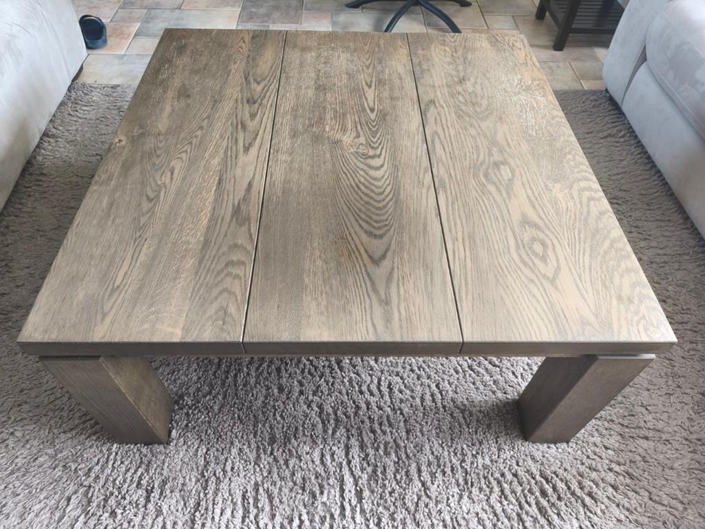 Salontafel midden/ donker bruin. 1m x 1m, Gebruikt, 100 tot 150 cm, Vierkant, Minder dan 50 cm