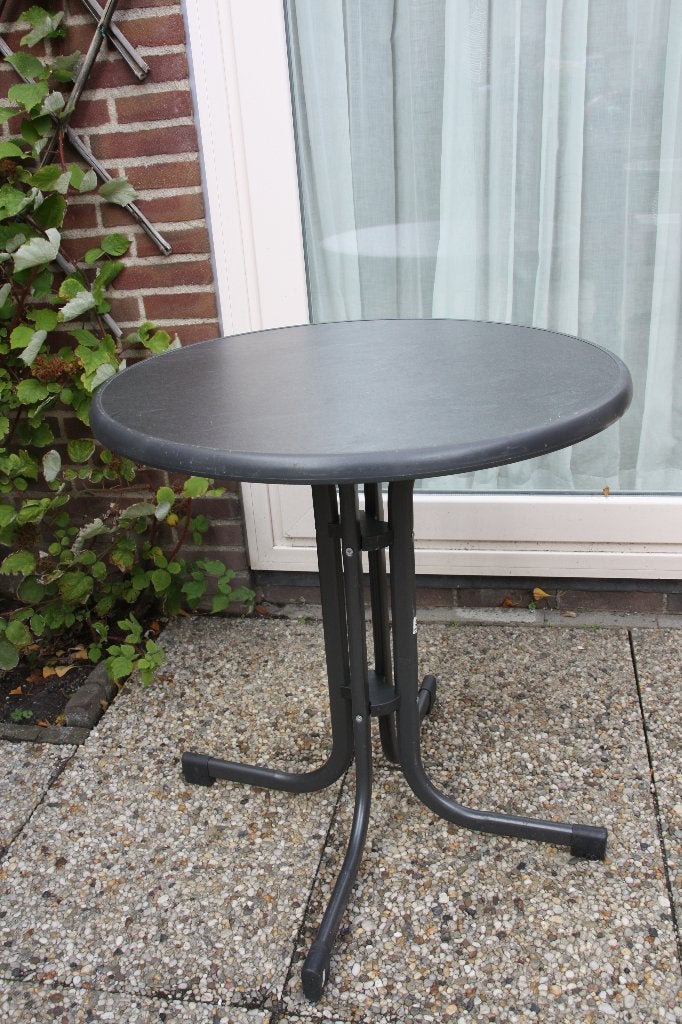 Sieger terrastafel / klaptafel rond. Doorsnee 68 cm., Ophalen, Zo goed als nieuw, Rond, Metaal