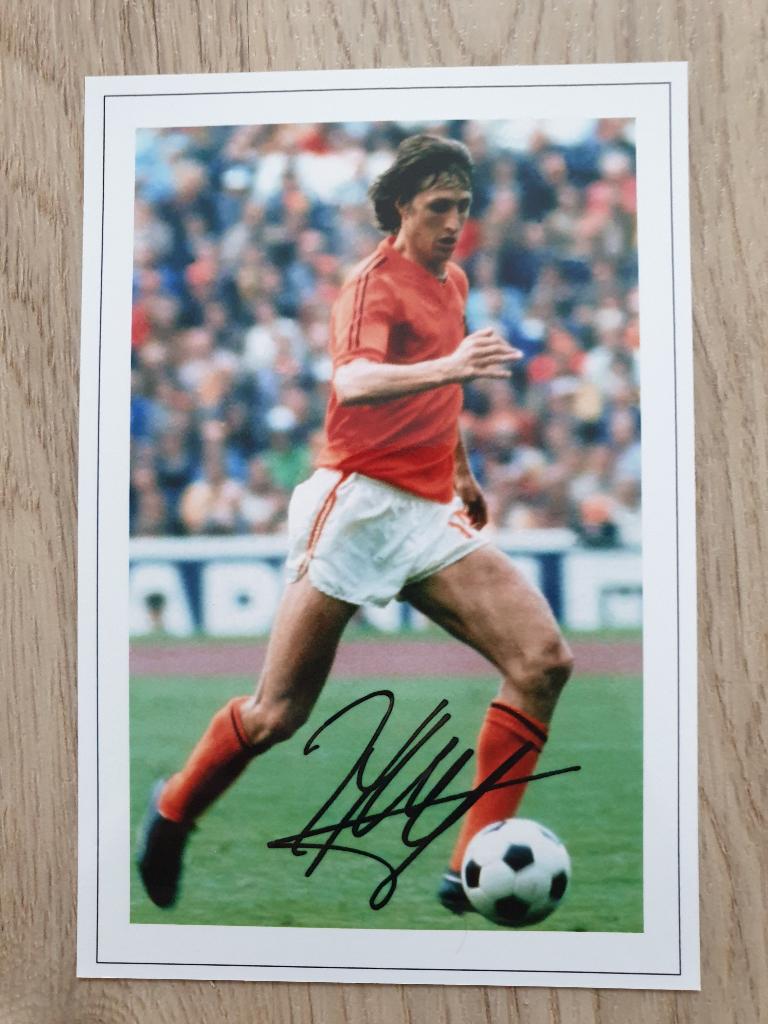Johan Cruijff foto met handtekening (print), Verzamelen, Verzenden, Nieuw, Ajax, Poster, Plaatje of Sticker
