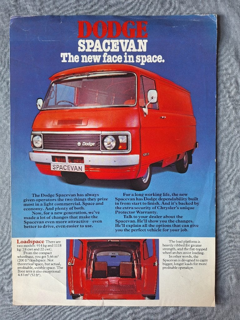 Leaflet DODGE SPACEVAN - 1977 USA, Verzenden, Gelezen, Overige merken
