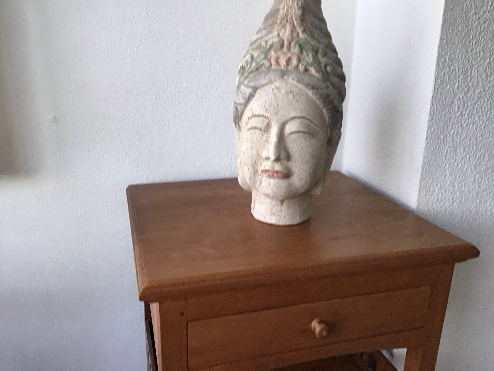Decoratief Beeld Hoofd - Aziatische Stijl - 43 cm Hoog, Antiek en Kunst, Kunst | Niet-Westerse kunst, Beige, Ophalen of Verzenden