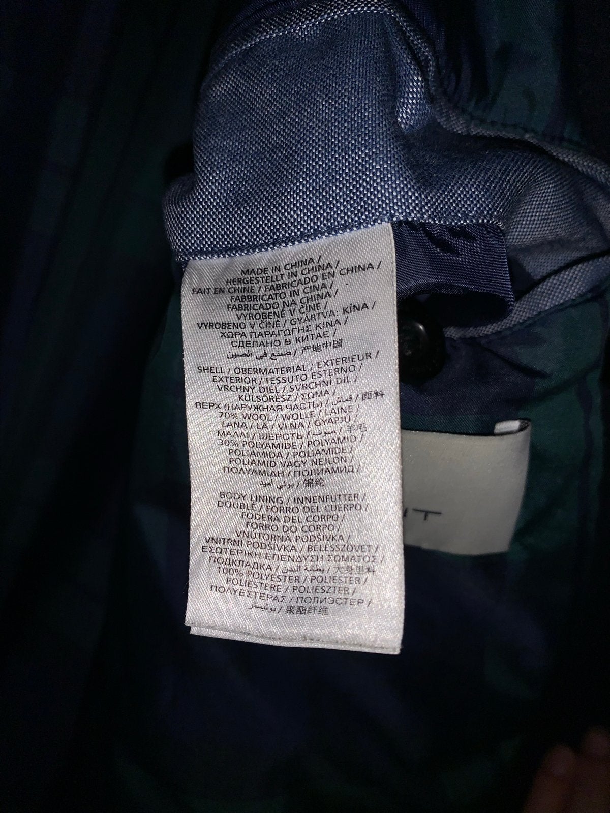 GANT Peacoat - Donkerblauwe wollen jas met ruitvoering, Ophalen of Verzenden, Zo goed als nieuw, Overige maten, Blauw