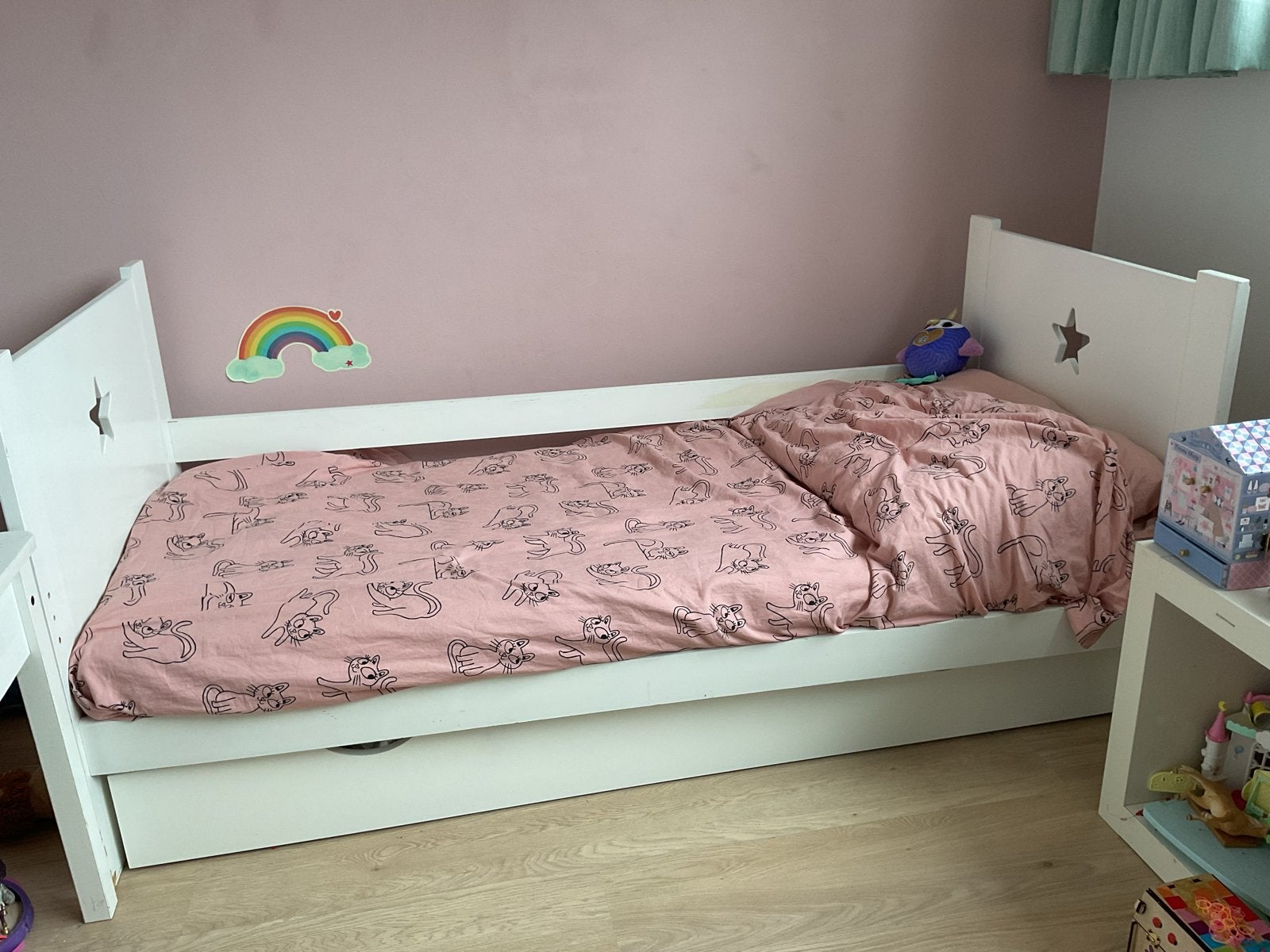 Wit kinderbed met opberglade - Petite Amélie, Ophalen, Gebruikt, Wit, 190 cm of minder