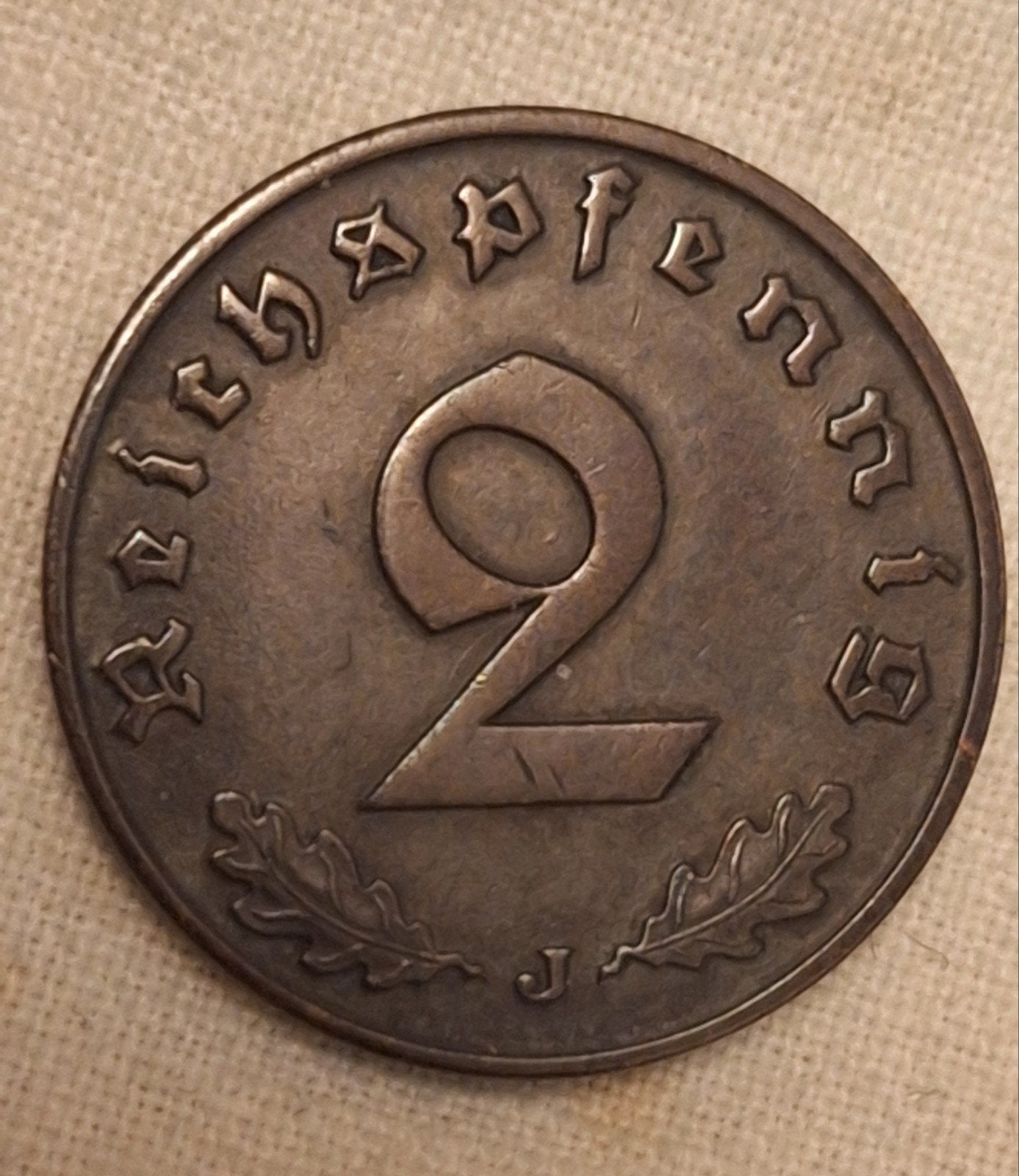 Prachtige bronskleurige 2 Reichspfennig 1938 J (Hamburg) - W, Verzenden, Duitsland