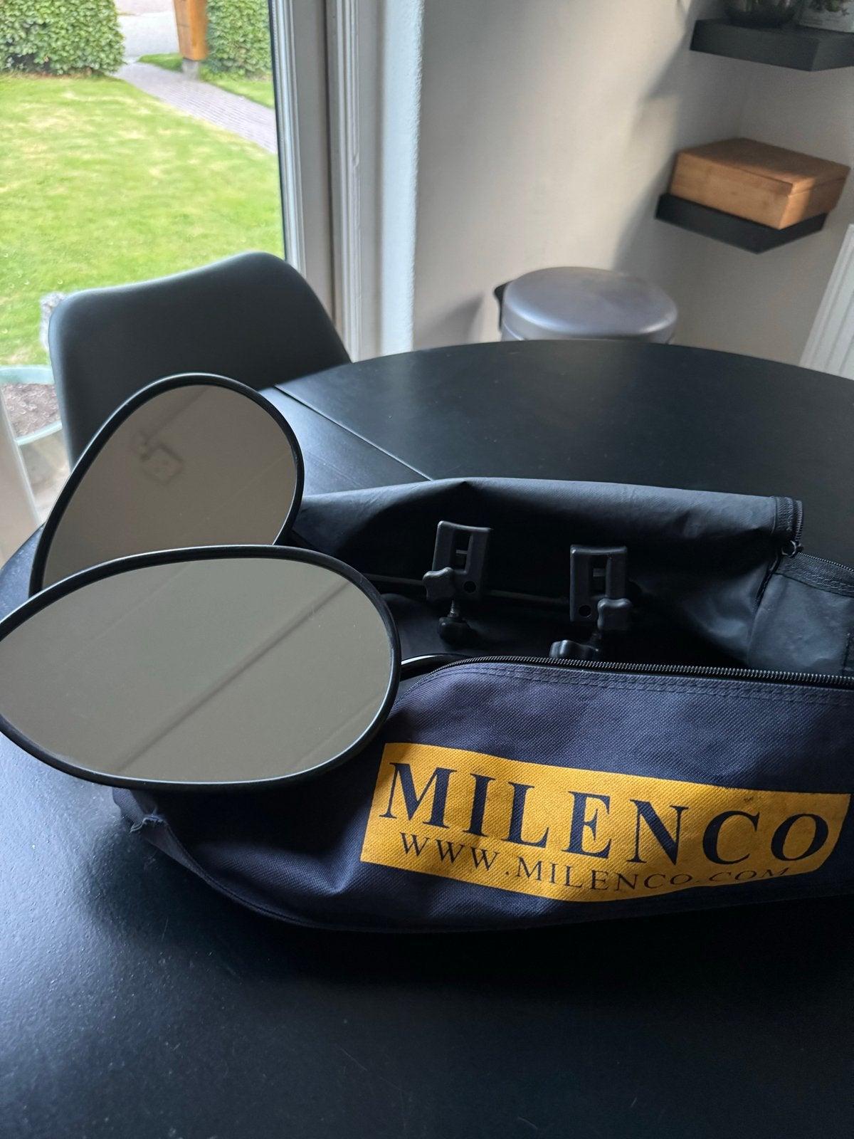 Milenco caravanspiegels in opbergtas, Auto-onderdelen, Spiegels, Ophalen, Gebruikt, Universele onderdelen