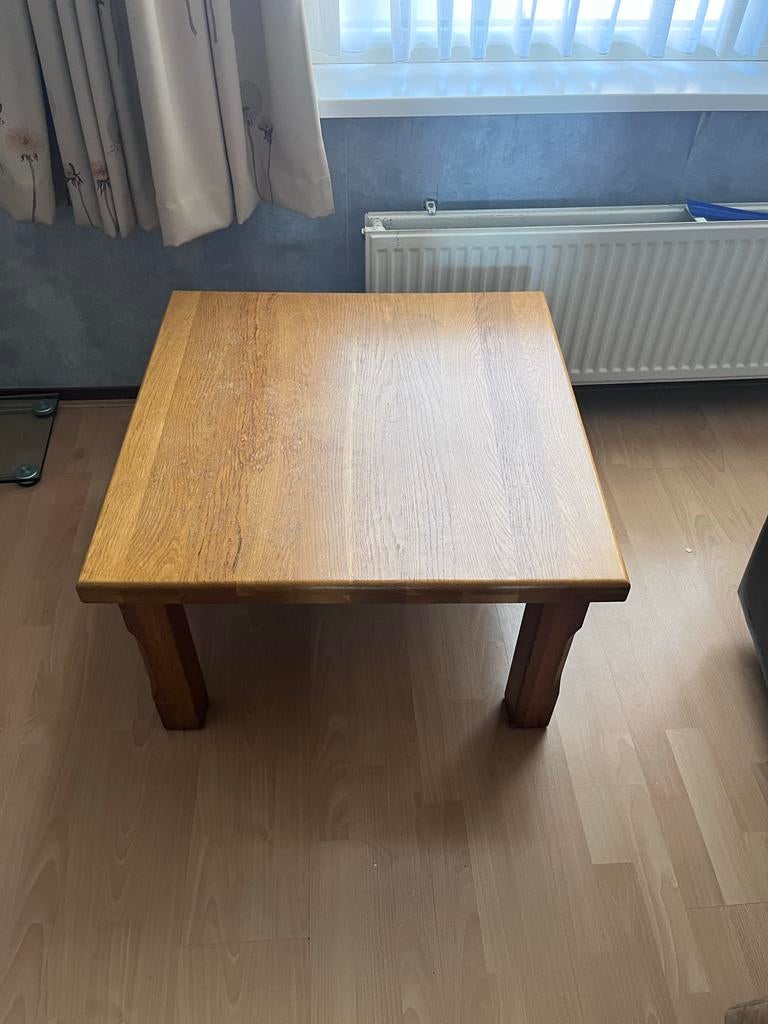 Massief eiken salontafel - Robuust en tijdloos, Ophalen, Gebruikt, 100 tot 150 cm, 50 tot 100 cm