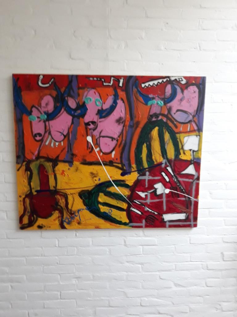 groot origineel schilderij met certificaat, Ophalen of Verzenden