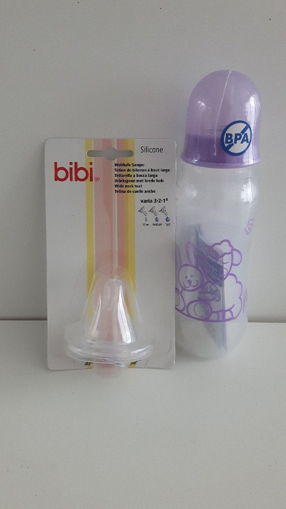 Bibi BPA-vrije zuigfles 250ml met speen (nieuw), Overige merken, Nieuw, Ophalen of Verzenden, Babyfles
