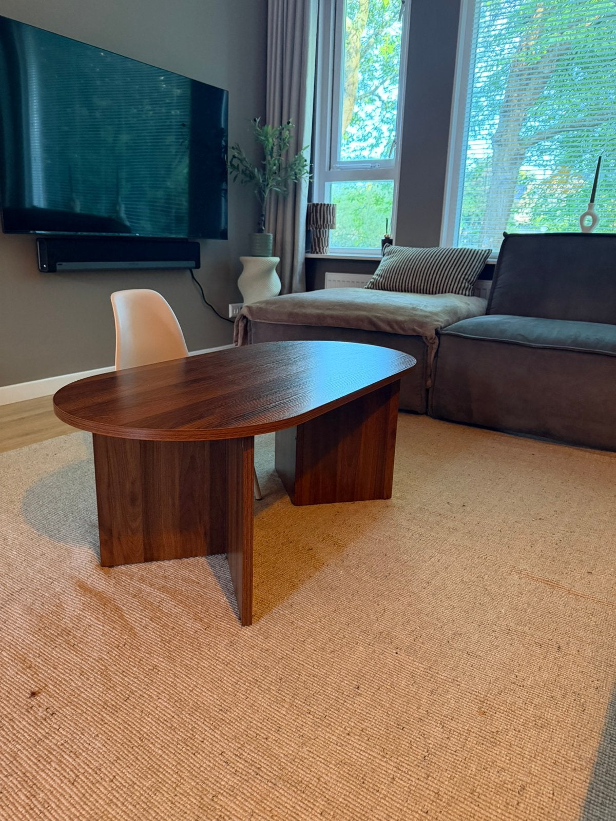 Salontafel walnoot, Huis en Inrichting, Ophalen, 100 tot 150 cm, 50 tot 100 cm, Zo goed als nieuw
