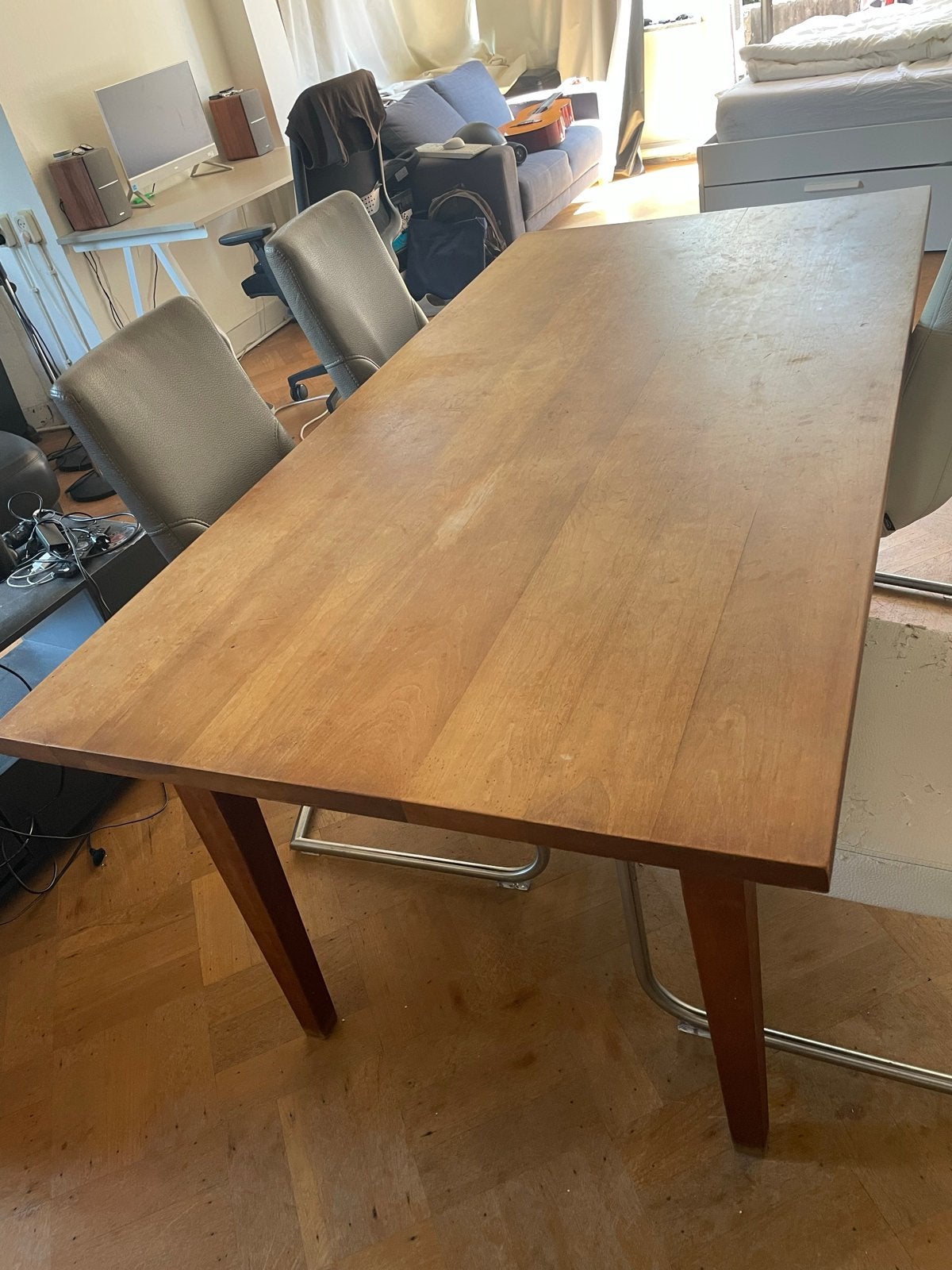 Massief Kersen Houten Eettafel, Ophalen, Gebruikt, 50 tot 100 cm, 150 tot 200 cm