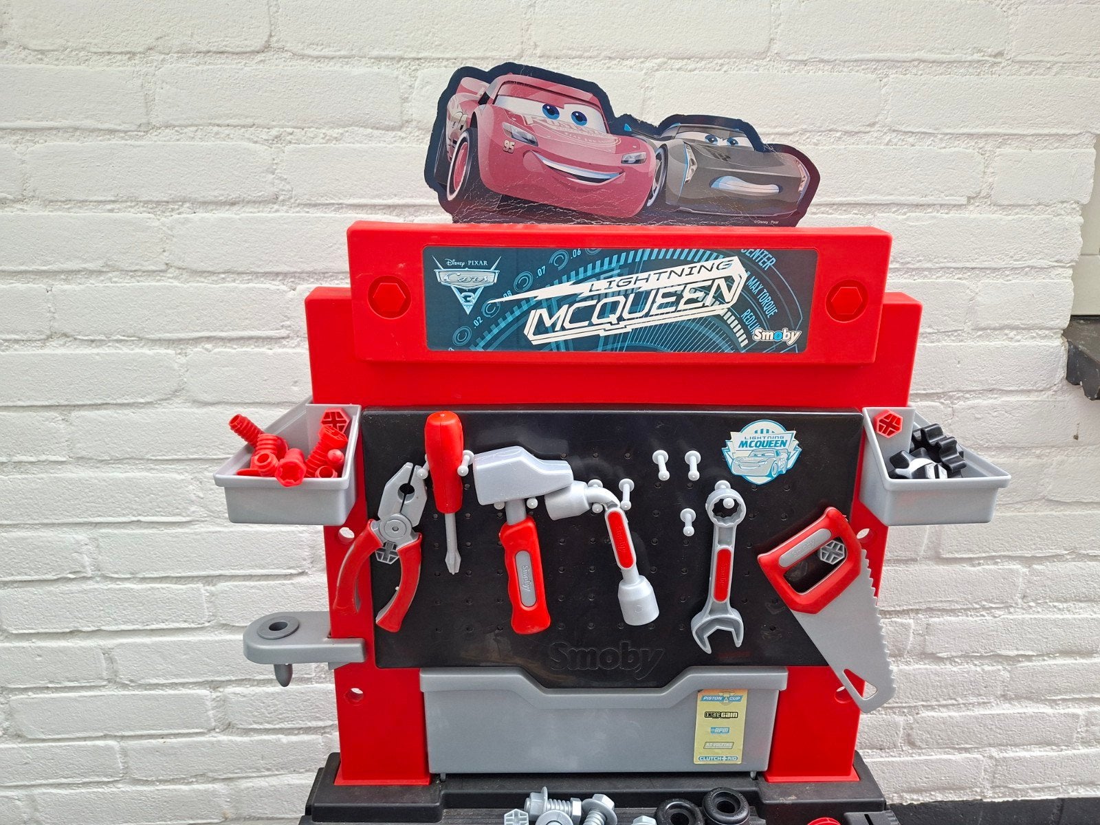 smoby werkbank cars met gereedschap, spijkers en bouten en m, Ophalen, Gebruikt, Jongen of Meisje