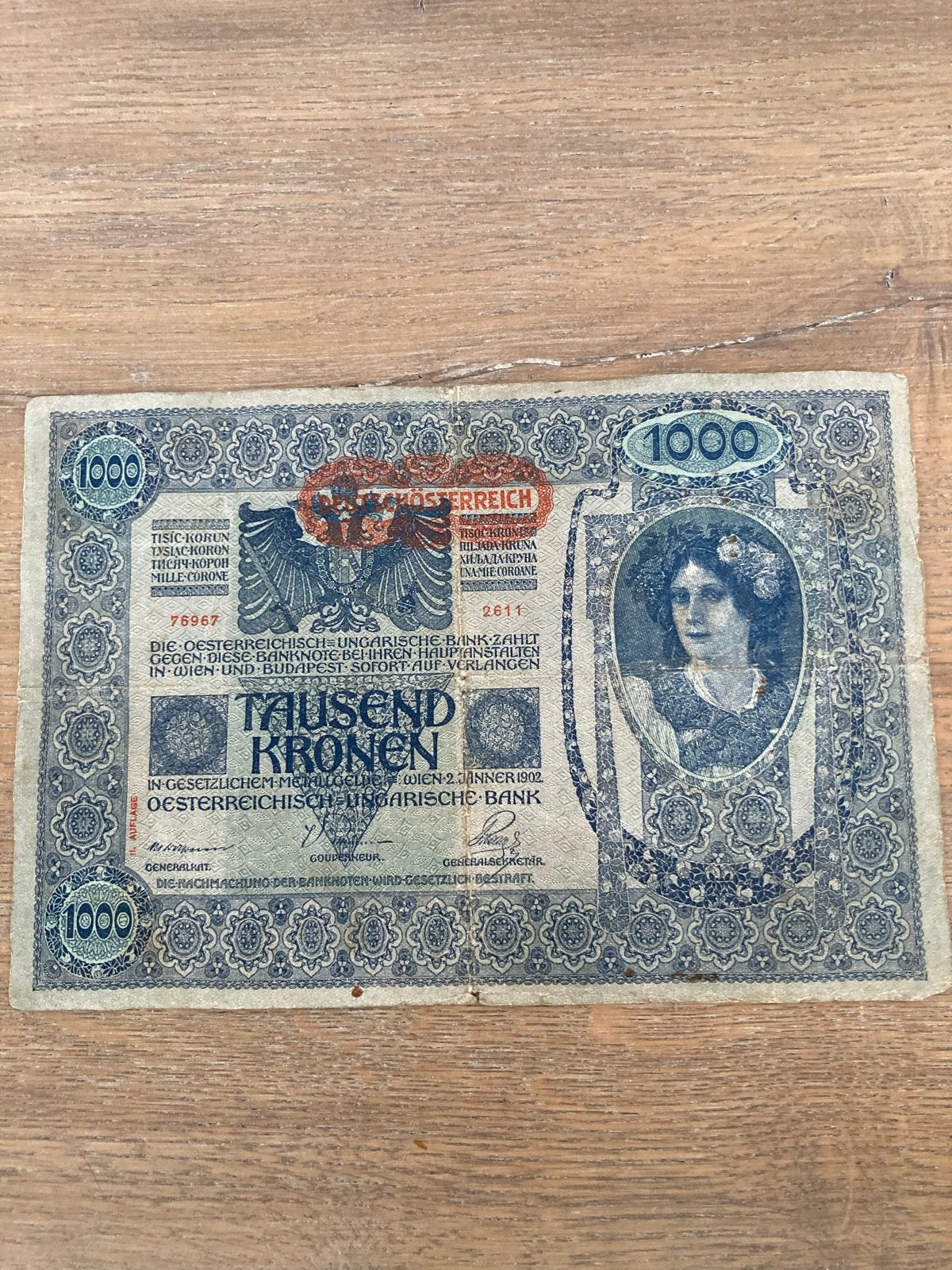 Oostenrijkse 1000 Kronen bankbiljet uit 1902, Postzegels en Munten, Ophalen of Verzenden, Oostenrijk, Los biljet