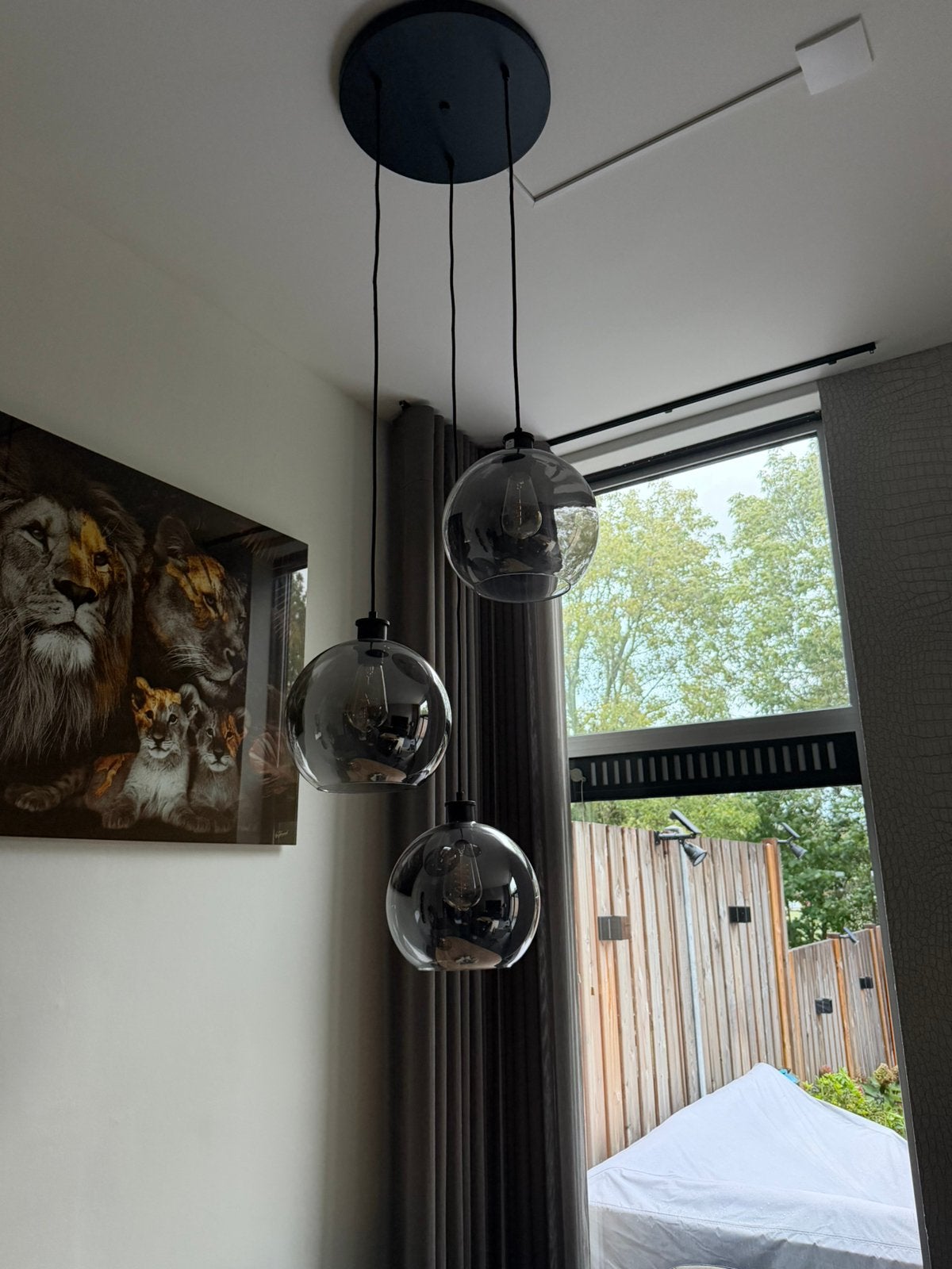 Mooie Hanglamp Glazen Bol, Ophalen, Zo goed als nieuw, Minder dan 100 cm