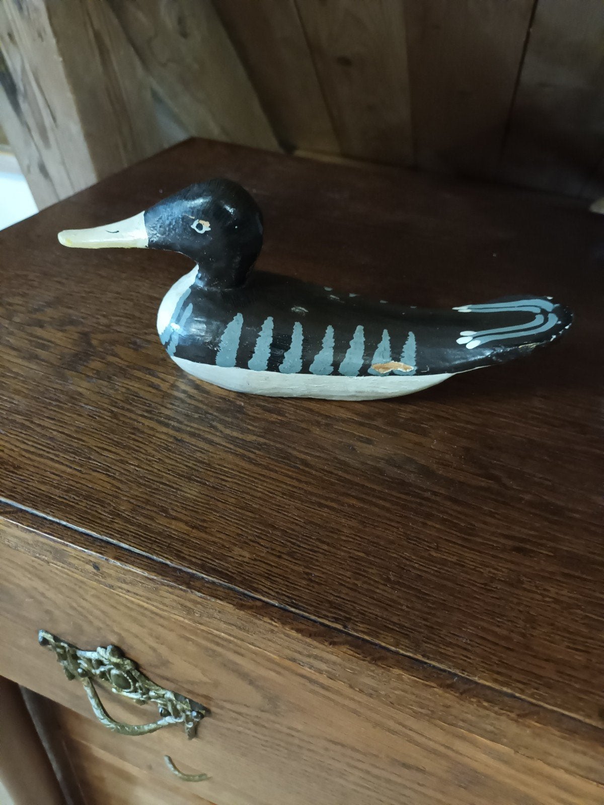 Vintage houten lokeend – Handbeschilderde siereend (Ijsduike, Antiek en Kunst, Ophalen of Verzenden