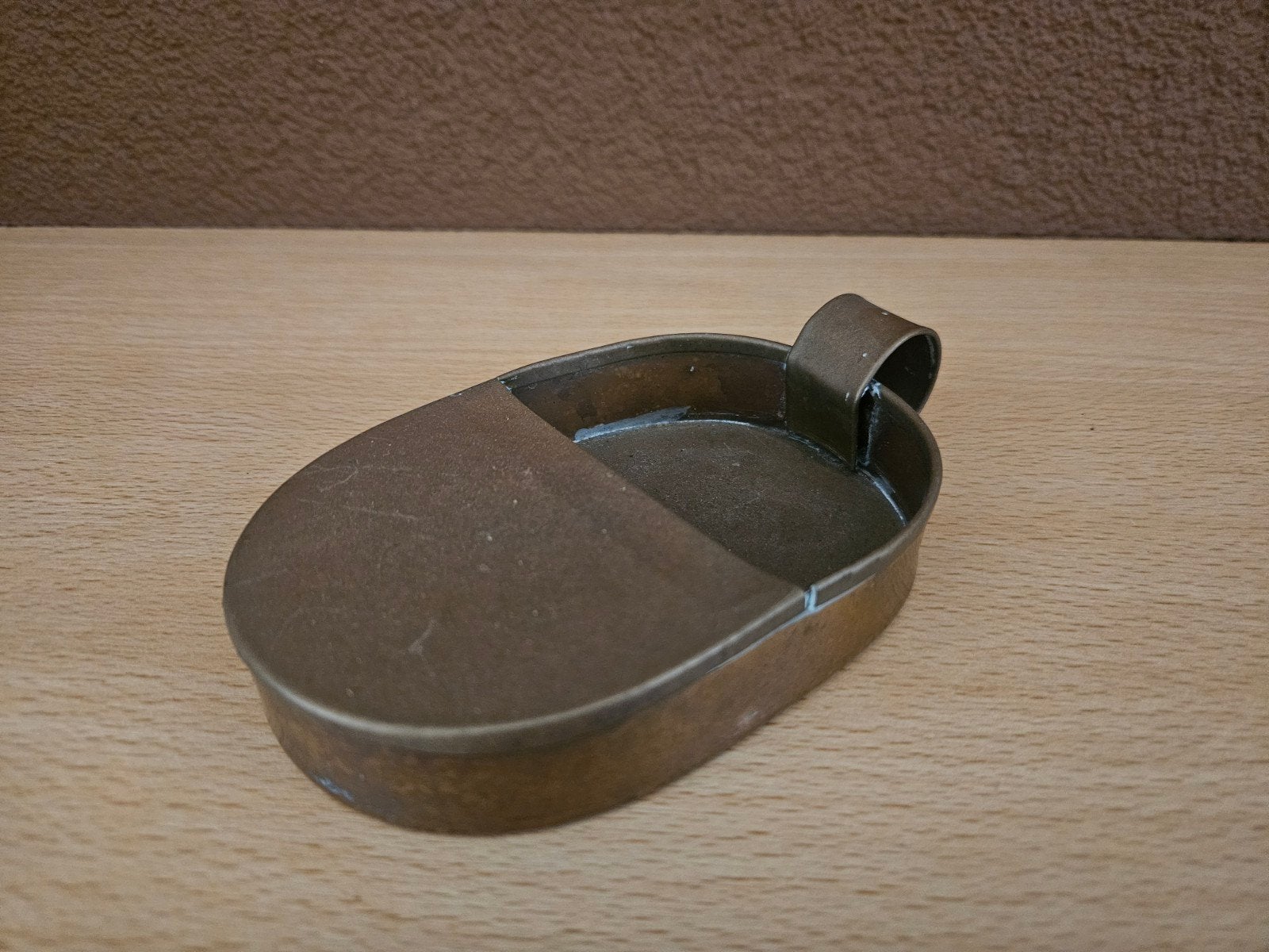 Antieke koperen mansbakje centenbak met handvat, 87 gram
Ant, Ophalen of Verzenden, Koper